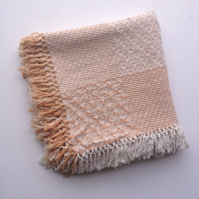 BLANKET (Throw), Cream Tan Cotton Patchwork